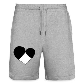 Heart Symbol Three Parts Love Three-Piece - Stanley/Stella Trainer Unisex Organic Jogging Shorts - heather grey - Front - Nik (191cm) & Marisol (170cm)