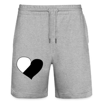 herz symbol zwei teile liebe - Stanley/Stella Unisex Bio Joggingshorts Trainer  - Grau meliert - Vorne - Nik (191cm) & Marisol (170cm)