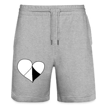 Heart Symbol Pattern Four Parts Love - Stanley/Stella Trainer Unisex Organic Jogging Shorts - heather grey - Front - Nik (191cm) & Marisol (170cm)
