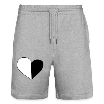 Heart Symbol Two Parts Love Pattern - Stanley/Stella Trainer Unisex Organic Jogging Shorts - heather grey - Front - Nik (191cm) & Marisol (170cm)