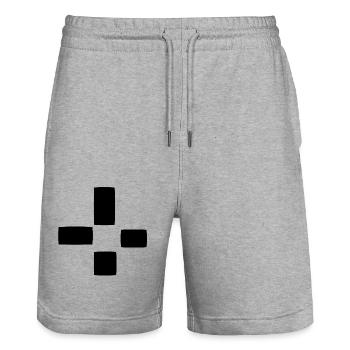 Motif carré quatre formes forme - Short de jogging bio TRAINER Stanley/Stella unisexe - gris chiné - Devant - Nik (191cm) & Marisol (170cm)