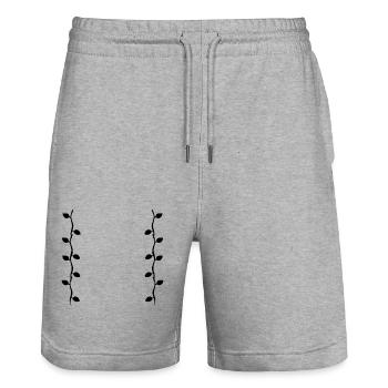 blätter linie natur blatt äste form - Stanley/Stella Unisex Bio Joggingshorts Trainer  - Grau meliert - Vorne - Nik (191cm) & Marisol (170cm)