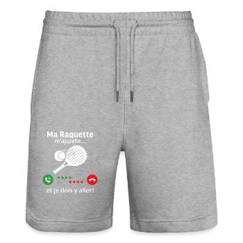 Ma Raquette m'appelle et je dois y aller - Short de jogging bio TRAINER Stanley/Stella unisexe - gris chiné - Devant - Nik (191cm) & Marisol (170cm)