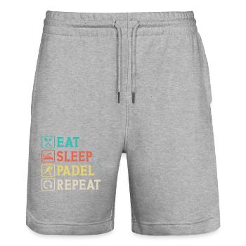 Eat Sleep Padel Repeat - Stanley/Stella Trainer Unisex Organic Jogging Shorts - heather grey - Front - Nik (191cm) & Marisol (170cm)