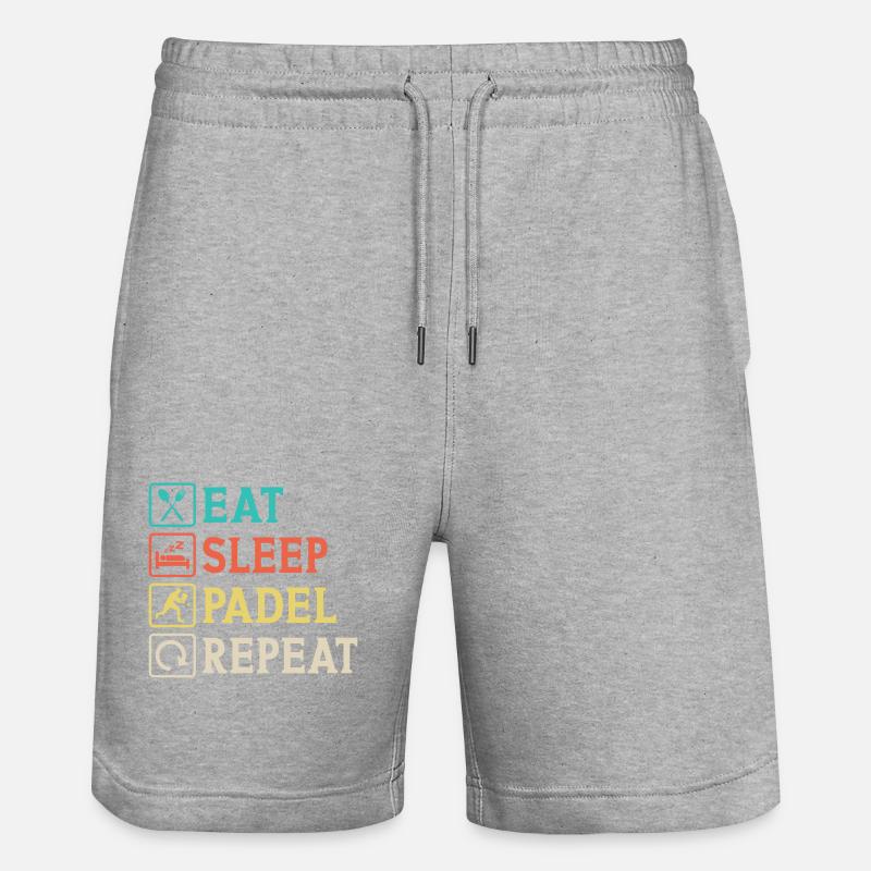 Eat Sleep Padel Repeat - Stanley/Stella Unisex Bio Joggingshorts Trainer  - Grau meliert