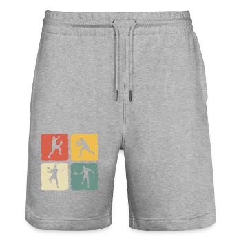 Retro Padel - Stanley/Stella Trainer Unisex Organic Jogging Shorts - heather grey - Front - Nik (191cm) & Marisol (170cm)