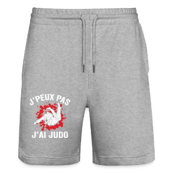 je peux pas j'ai judo - Short de jogging bio TRAINER Stanley/Stella unisexe - gris chiné - Devant - Nik (191cm) & Marisol (170cm)