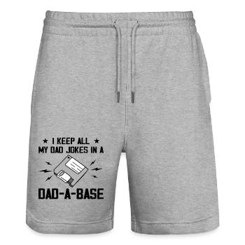 I Keep All My Dad Jokes In A Dad-A-Base - Vintage - Short de jogging bio TRAINER Stanley/Stella unisexe - gris chiné - Devant - Nik (191cm) & Marisol (170cm)