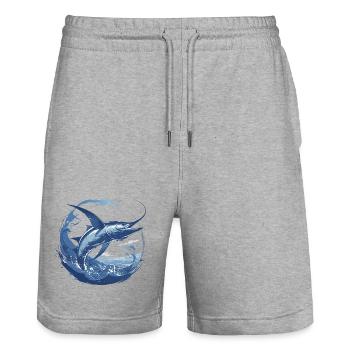 Nice Marlin costume for Marlin Animal Lovers - Short de jogging bio TRAINER Stanley/Stella unisexe - gris chiné - Devant - Nik (191cm) & Marisol (170cm)