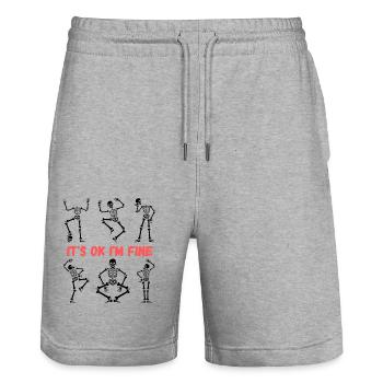 Des squelettes drôles: its ok im fine - Short de jogging bio TRAINER Stanley/Stella unisexe - gris chiné - Devant - Nik (191cm) & Marisol (170cm)