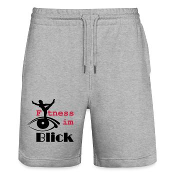 Fitness im Blick Sport Medizin Sprüche Geschenk - Stanley/Stella Unisex Bio Joggingshorts Trainer  - Grau meliert - Vorne - Nik (191cm) & Marisol (170cm)