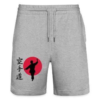 Karate Gangaku - Stanley/Stella Unisex Bio Joggingshorts Trainer  - Grau meliert - Vorne - Nik (191cm) & Marisol (170cm)