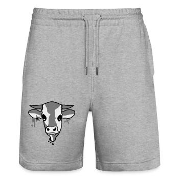 La tête d'une vache - Short de jogging bio TRAINER Stanley/Stella unisexe - gris chiné - Devant - Nik (191cm) & Marisol (170cm)