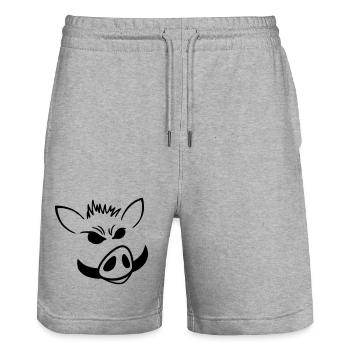 Wildschwein-Power – Minimalistisches Shirt - Stanley/Stella Unisex Bio Joggingshorts Trainer  - Grau meliert - Vorne - Nik (191cm) & Marisol (170cm)
