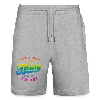 Lass eins klar sein, ich bin nicht gerade - Stanley/Stella Unisex Bio Joggingshorts Trainer  - Grau meliert - Vorne - Nik (191cm) & Marisol (170cm)