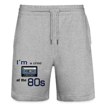 I'm a child of the eighties cassette tape - Stanley/Stella Trainer Unisex Organic Jogging Shorts - heather grey - Front - Nik (191cm) & Marisol (170cm)