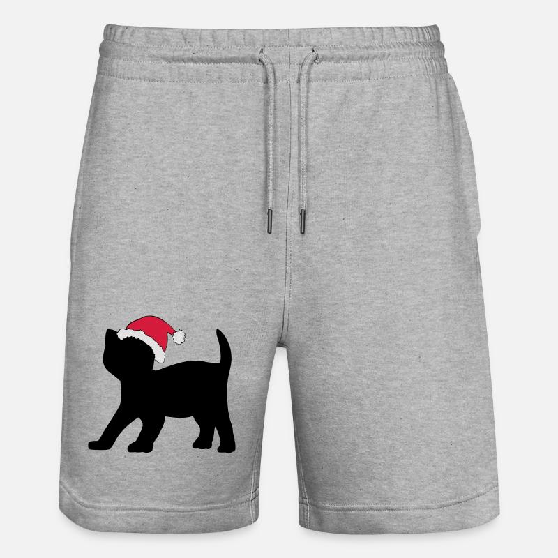 Kätzchen in einem Weihnachts-Hut. - Stanley/Stella Unisex Bio Joggingshorts Trainer - Grau meliert