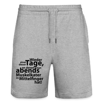  Muskelkater im Mittelfinger - Stanley/Stella Unisex Bio Joggingshorts Trainer  - Grau meliert - Vorne - Nik (191cm) & Marisol (170cm)