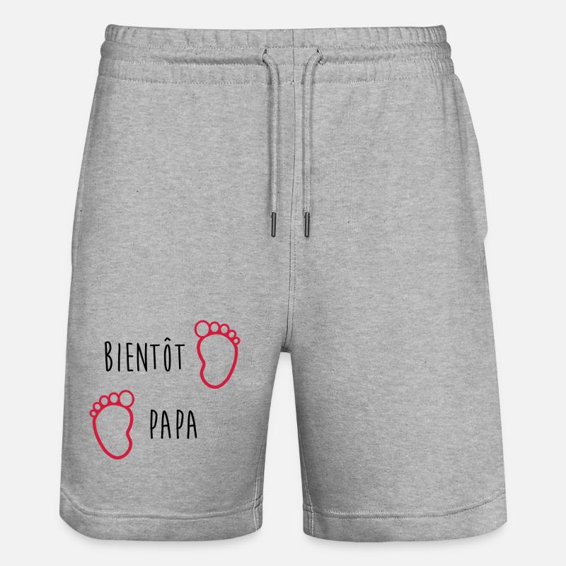 Bientôt Papa / Bébé / Naissance / Enceinte / Baby - Short de jogging bio TRAINER Stanley/Stella unisexe - gris chiné