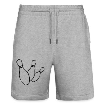 bowling kegelclub - Stanley/Stella Unisex Bio Joggingshorts Trainer  - Grau meliert - Vorne - Nik (191cm) & Marisol (170cm)
