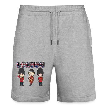 Trio de dessins animés London Beefeater - Short de jogging bio TRAINER Stanley/Stella unisexe - gris chiné - Devant - Nik (191cm) & Marisol (170cm)