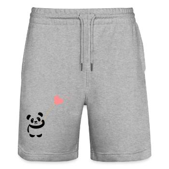 panda heart cute balloon bear big thick kusch - Stanley/Stella Trainer Unisex Organic Jogging Shorts - heather grey - Front - Nik (191cm) & Marisol (170cm)