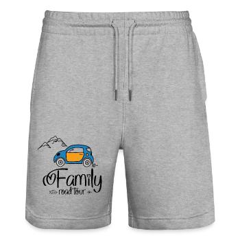 Excursion en famille - Short de jogging bio TRAINER Stanley/Stella unisexe - gris chiné - Devant - Nik (191cm) & Marisol (170cm)