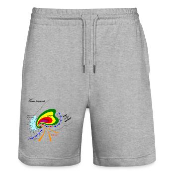 Supercellule Stormchasing Tornade tempêtes orages - Short de jogging bio TRAINER Stanley/Stella unisexe - gris chiné - Devant - Nik (191cm) & Marisol (170cm)