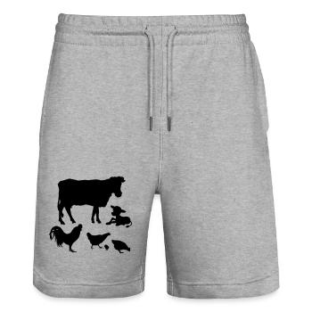 Vache veau poulets coq poussins - Short de jogging bio TRAINER Stanley/Stella unisexe - gris chiné - Devant - Nik (191cm) & Marisol (170cm)