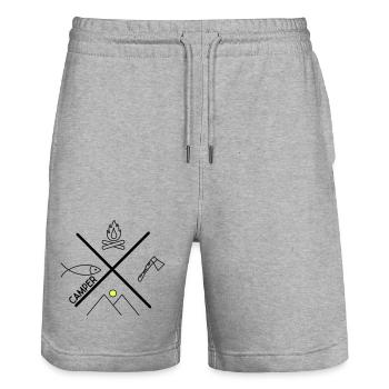 Lustiges Design für Camper - Stanley/Stella Unisex Bio Joggingshorts Trainer  - Grau meliert - Vorne - Nik (191cm) & Marisol (170cm)