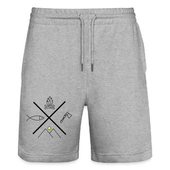 Lustiges Geschenk für Angler - Stanley/Stella Unisex Bio Joggingshorts Trainer  - Grau meliert - Vorne - Nik (191cm) & Marisol (170cm)