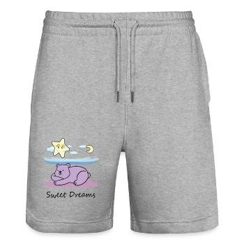 Ours en peluche mignon - Short de jogging bio TRAINER Stanley/Stella unisexe - gris chiné - Devant - Nik (191cm) & Marisol (170cm)