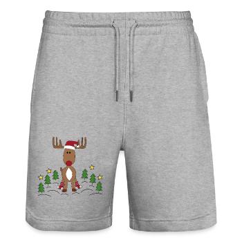 Design zu Weihnachten - Stanley/Stella Unisex Bio Joggingshorts Trainer  - Grau meliert - Vorne - Nik (191cm) & Marisol (170cm)