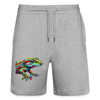 Gecko - Short de jogging bio TRAINER Stanley/Stella unisexe - gris chiné - Devant - Nik (191cm) & Marisol (170cm)