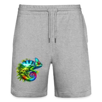 Chameleon - Stanley/Stella Trainer Unisex Organic Jogging Shorts - heather grey - Front - Nik (191cm) & Marisol (170cm)