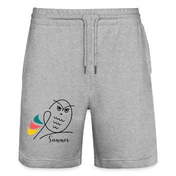 FEIERTAG. FROHE FEIERTAGE. GELIEBTE. MEISTER. LEHRER - Stanley/Stella Unisex Bio Joggingshorts Trainer  - Grau meliert - Vorne - Nik (191cm) & Marisol (170cm)