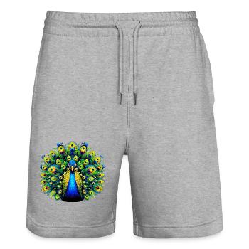 Paon - Short de jogging bio TRAINER Stanley/Stella unisexe - gris chiné - Devant - Nik (191cm) & Marisol (170cm)