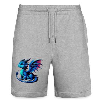 Drache - Stanley/Stella Unisex Bio Joggingshorts Trainer  - Grau meliert - Vorne - Nik (191cm) & Marisol (170cm)