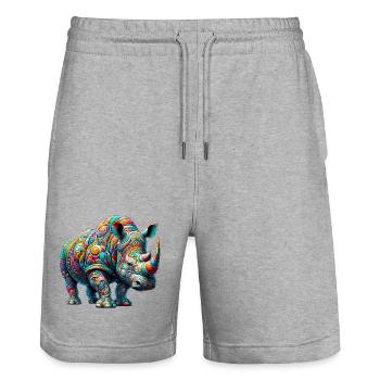 Nashorn - Stanley/Stella Unisex Bio Joggingshorts Trainer  - Grau meliert - Vorne - Nik (191cm) & Marisol (170cm)