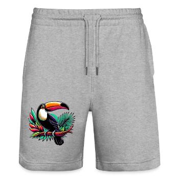 Toucan - Short de jogging bio TRAINER Stanley/Stella unisexe - gris chiné - Devant - Nik (191cm) & Marisol (170cm)