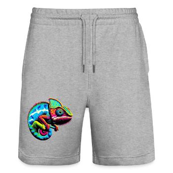 Caméléon - Short de jogging bio TRAINER Stanley/Stella unisexe - gris chiné - Devant - Nik (191cm) & Marisol (170cm)