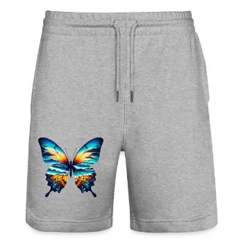 Schmetterling - Stanley/Stella Unisex Bio Joggingshorts Trainer  - Grau meliert - Vorne - Nik (191cm) & Marisol (170cm)