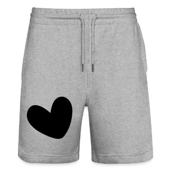 Herz einfarbig ausgefüllt - Stanley/Stella Unisex Bio Joggingshorts Trainer  - Grau meliert - Vorne - Nik (191cm) & Marisol (170cm)