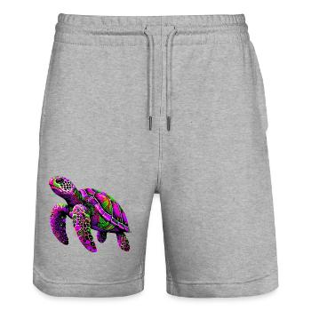 Schildkröte - Stanley/Stella Unisex Bio Joggingshorts Trainer  - Grau meliert - Vorne - Nik (191cm) & Marisol (170cm)