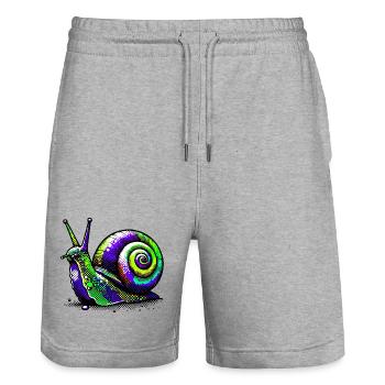 Escargot - Short de jogging bio TRAINER Stanley/Stella unisexe - gris chiné - Devant - Nik (191cm) & Marisol (170cm)
