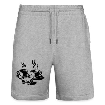 Pause-café - Short de jogging bio TRAINER Stanley/Stella unisexe - gris chiné - Devant - Nik (191cm) & Marisol (170cm)