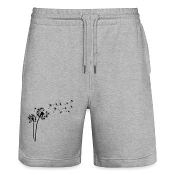 Schwarzer Löwenzahn im Wind - Stanley/Stella Unisex Bio Joggingshorts Trainer  - Grau meliert - Vorne - Nik (191cm) & Marisol (170cm)