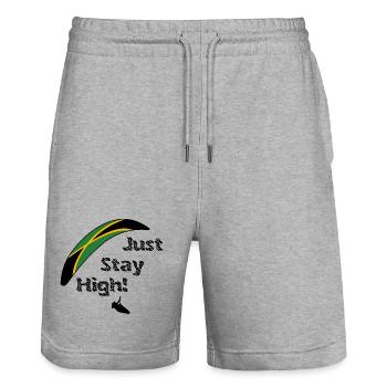 JustStayHigh - Stanley/Stella Unisex Bio Joggingshorts Trainer  - Grau meliert - Vorne - Nik (191cm) & Marisol (170cm)