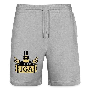 JGA hand signals (bachelor party / 2C) - Stanley/Stella Trainer Unisex Organic Jogging Shorts - heather grey - Front - Nik (191cm) & Marisol (170cm)