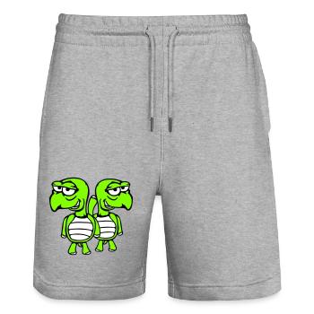 2 turtles friends funny silly embarrassing team - Stanley/Stella Trainer Unisex Organic Jogging Shorts - heather grey - Front - Nik (191cm) & Marisol (170cm)